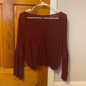 Maroon bell sleeve top